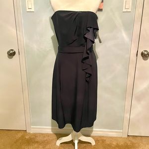 🌷Navy Strapless Formal Midi Dress